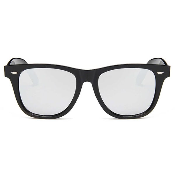 Black Wayfarer solbriller Silver Mirror Glass + Senile ledning