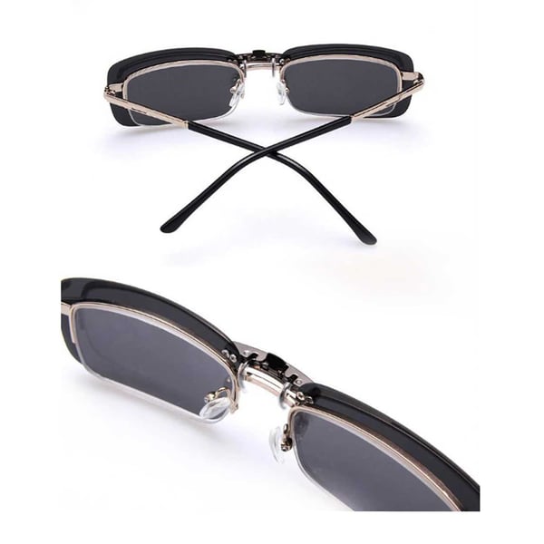 Clip-on solbriller Metal Silver Mirror Glass 37x59mm