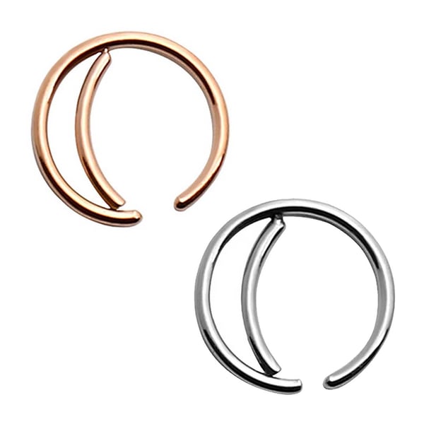 2-Pack Dubbel Fake Piercing Näsring Septum Silver Roséguld
