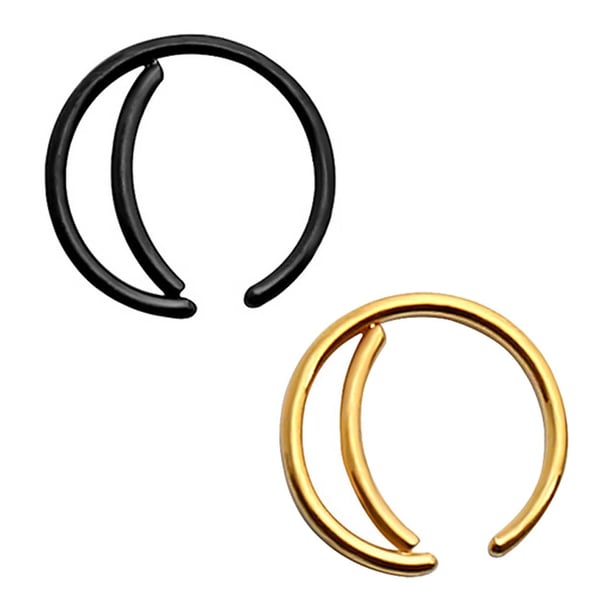 2-Pack Dubbel Fake Piercing Näsring Septum Svart Guld