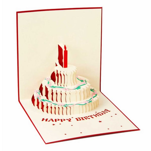 3D Födelsedagskort Gratulationskort Happy Birthday Röd
