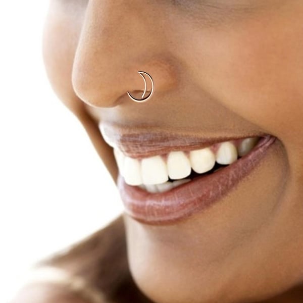 2-Pack Dubbel Fake Piercing Näsring Septum Silver Roséguld
