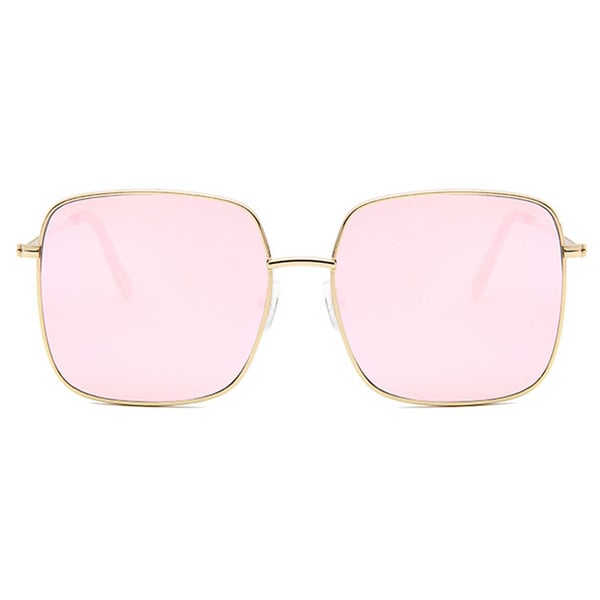 Square Metal Solbriller Gold Pink Mirror Glass + Senile String