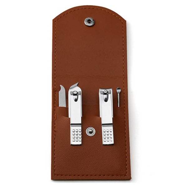 Liten manikyrsett 4 deler Nail Mower Nail Kit Etui Brown