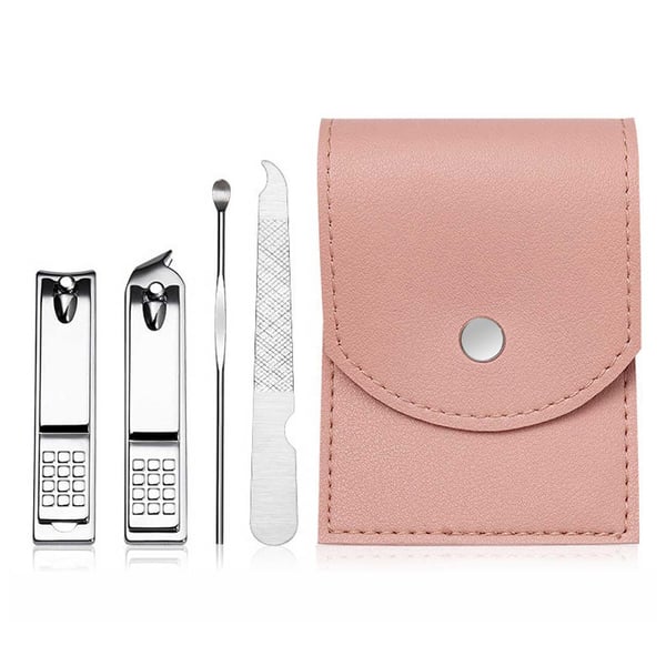 Litet Manikyrset 4 Delar Nagelklippare Nagelkit Etui Rosa