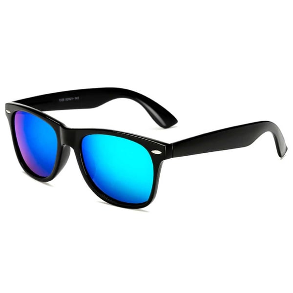 Svarta Wayfarer Solglasögon Blå Grön Spegelglas