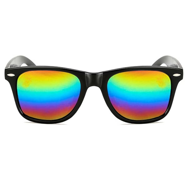 Svarta Wayfarer Solglasögon Regnbågsfärg Spegelglas