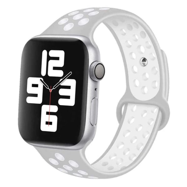 Apple Watch Kompatibel Armbånd 42/44/45/49 Silikone Sports Grå Hvid Apple Watch Kompatibel Armbånd 42/44/45/49 Silikone Sports Grå Hvid