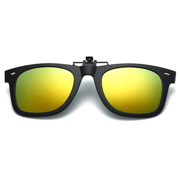 Clip-on Solglasögon Wayfarer – Relfektivt Guld Spegelglas