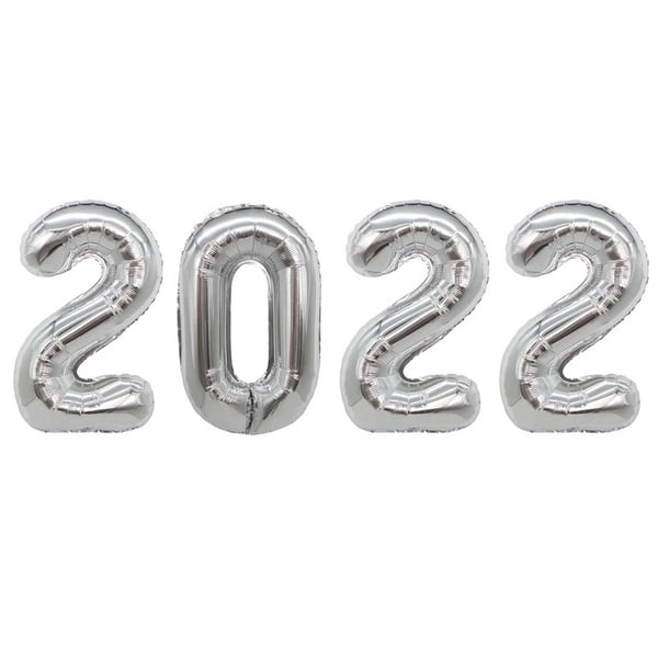 2022 ENORMA Sifferballonger i Silver för Nyår 102cm