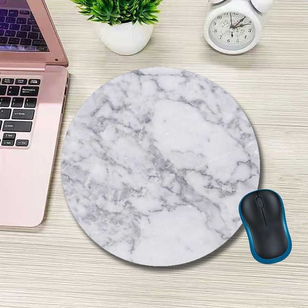 Soft Round Mouse Pad med Print White Marble 20cm