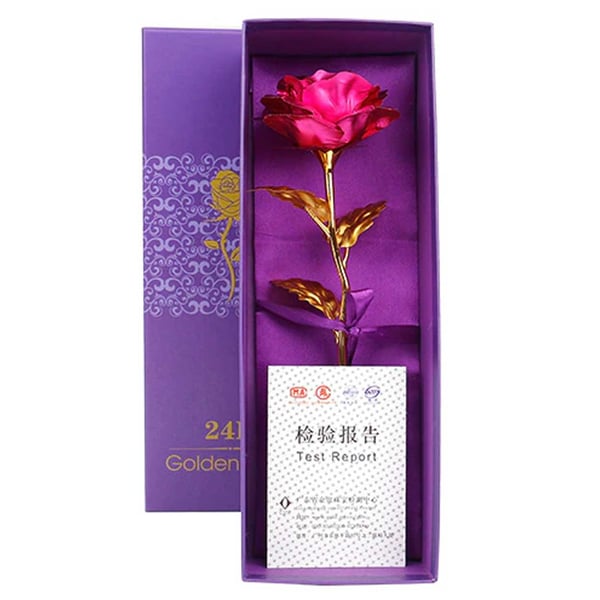Pink 24 Karat Gold Plated Rose 24k i Gavepakke