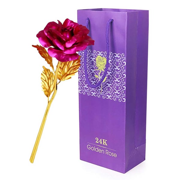 Pink 24 Karat Gold Plated Rose 24k i Gavepakke