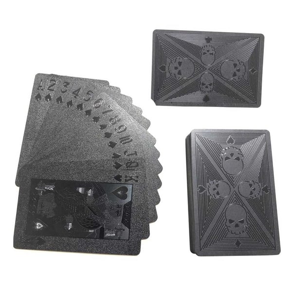 Black Metallic Spilling Card Death Skulls Poker Care Heavy Metal