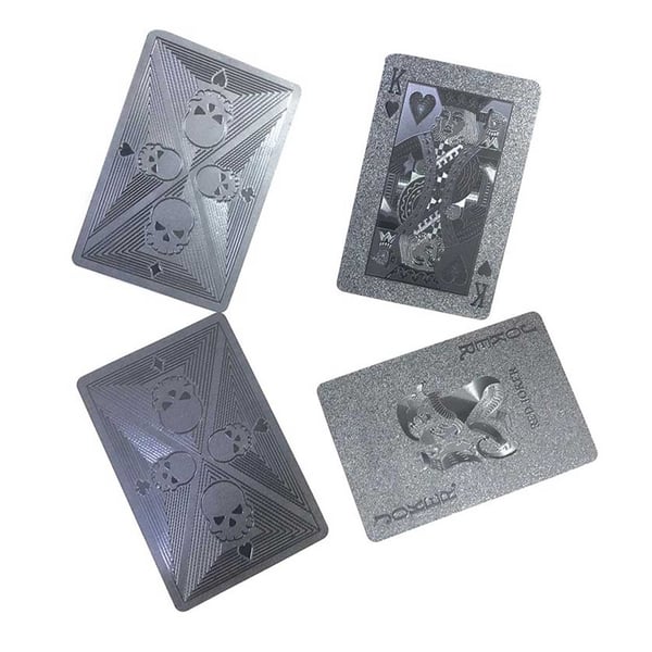 Black Metallic Spilling Card Death Skulls Poker Care Heavy Metal