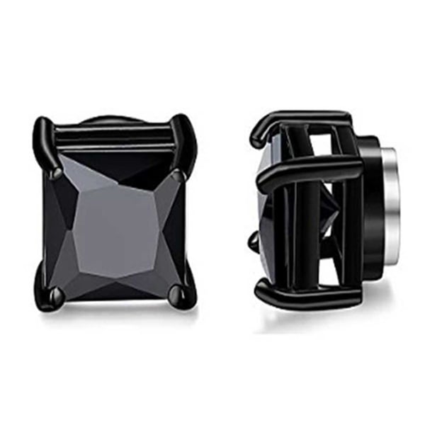 2-pack Magnetisk Piercing Fake Örhänge Fyrkantig Kristall Svart 2-pack Magnetisk Piercing Fake Örhänge Fyrkantig Kristall Svart