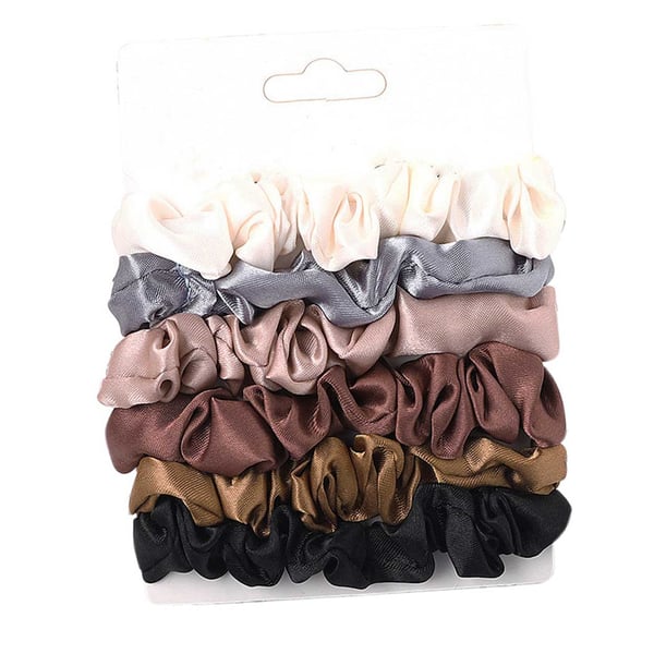 6-pack Scrunchies Hårsnoddar Beige Brun Svart