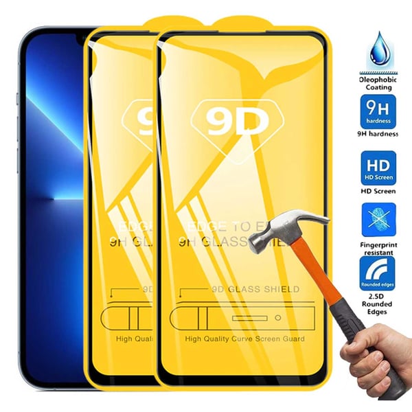 2-pack iPhone 13 Pro HD Skjermbeskyttelse Karbonfiber herdet glass