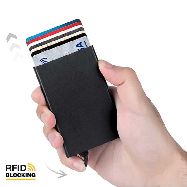Metall Pop-up Korthållare med RFID Skydd Grå