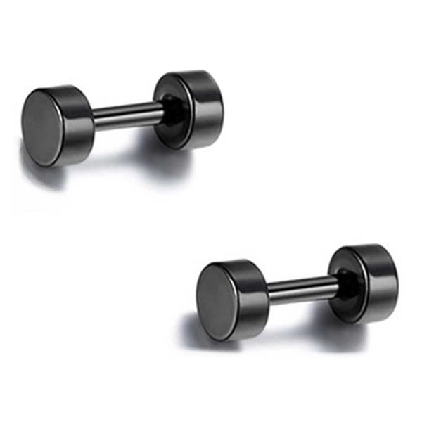 2-pack Svart Fake Plug Fejk Töjning Örhänge Piercingsmycke – 4mm