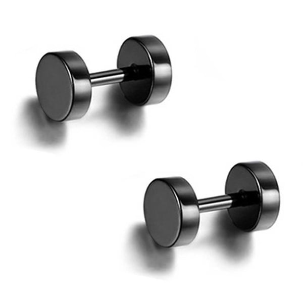 2-pack Svart Fake Plug Fejk Töjning Örhänge Piercingsmycke – 6mm