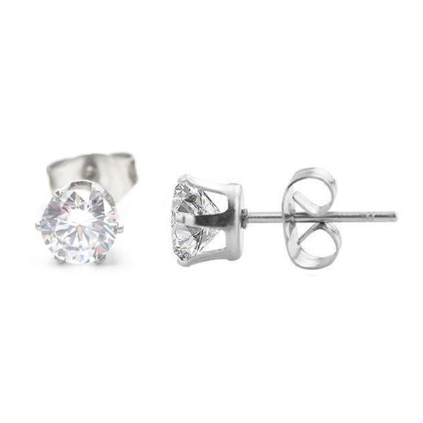 2-pack sølv krystal piercing øreringe piercing juvel - 5mm 2-pack sølv krystal piercing øreringe piercing juvel - 5mm