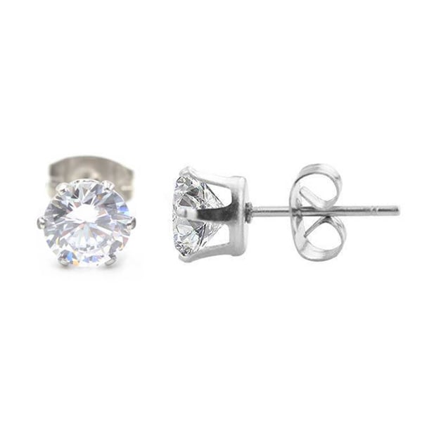 2-pack Silver Kristall Piercing Örhänge Piercingsmycke – 6mm