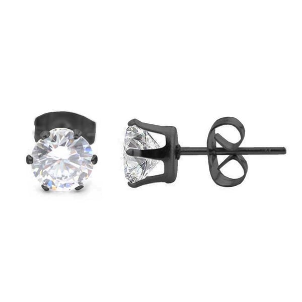 2-pack Svart Kristall Piercing Örhänge Piercingsmycke – 6mm