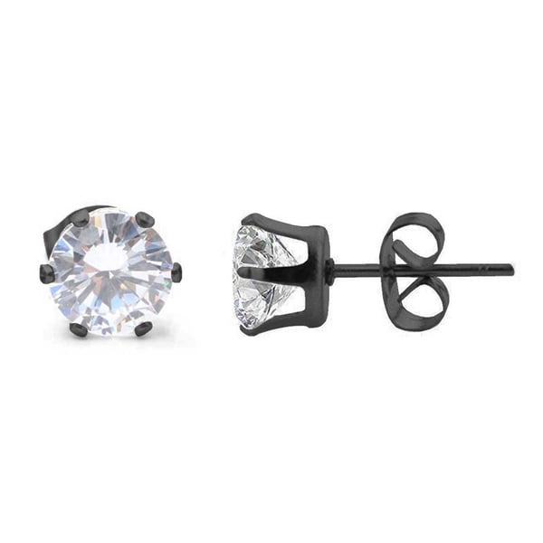 2-pack Svart Kristall Piercing Örhänge Piercingsmycke – 7mm