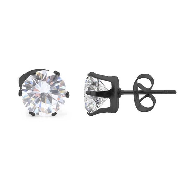 2-pack Svart Kristall Piercing Örhänge Piercingsmycke – 8mm