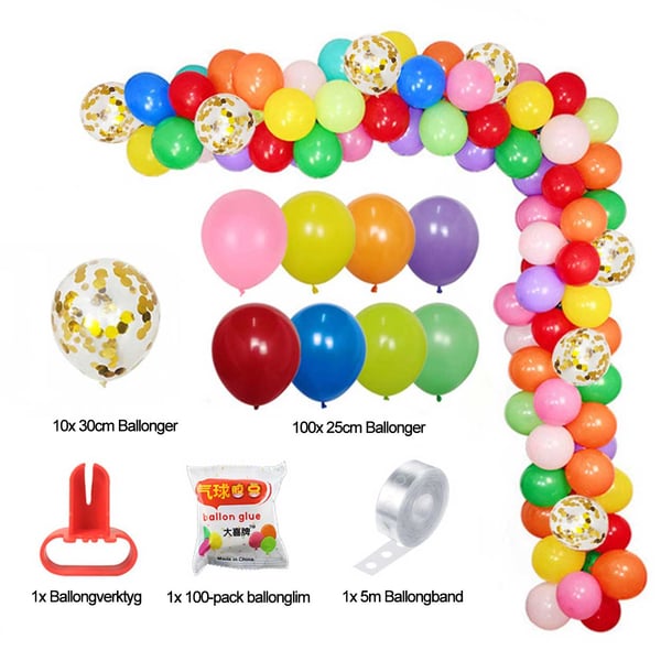 Ballongbåge Barnkalas Blandade Färger Komplett Ballonggirlang 5m