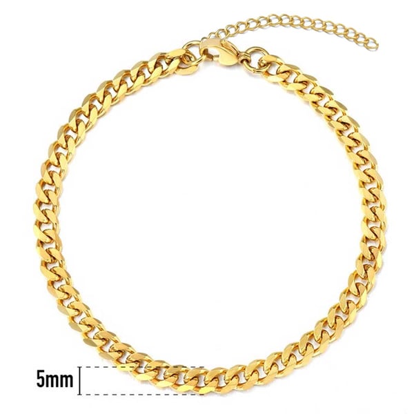 Justerbar Pansarlänk Kedjearmband Guld Kedja 5mm