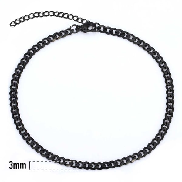 Justerbar Pansarlänk Kedjearmband Svart Kedja 3mm