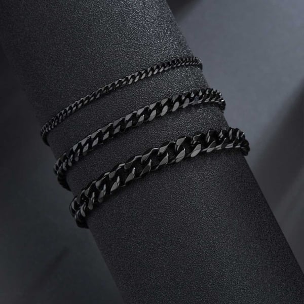 Justerbar Pansarlänk Kedjearmband Svart Kedja 5mm