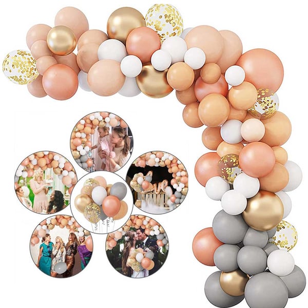 Ballongbåge Guld Rosa Pastell – Komplett Ballonggirlang 5m