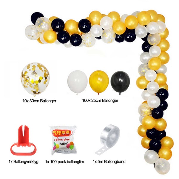 Balloon Arch Black Gold - Complete Balloon Girlang 5m