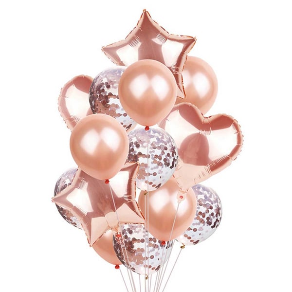 Roséguld Ballong Hjärta Stjärna Folieballonger Konfettiballonger