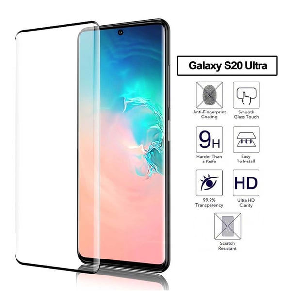 Galaxy S20 Ultra Heltäckande HD Skärmskydd Kolfiber Displayfilm