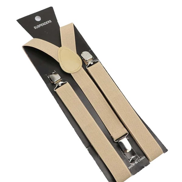 Smala Beige Hängslen med Klämmor 2,5cm