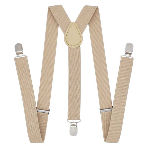 Smala Khaki Hängslen med Klämmor 2,5cm Grå Beige Smala Khaki Hängslen med Klämmor 2,5cm Grå Beige