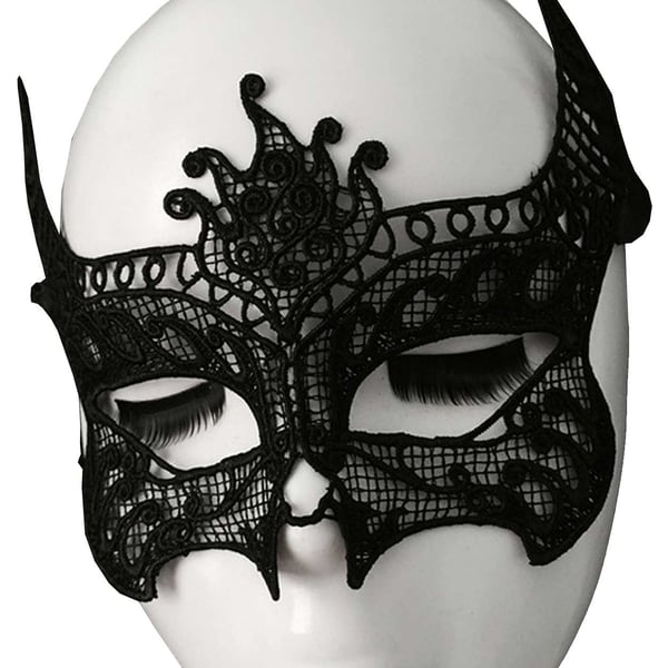 Venetiansk øyemaske i blonder maskert Halloween -maske Maleficent