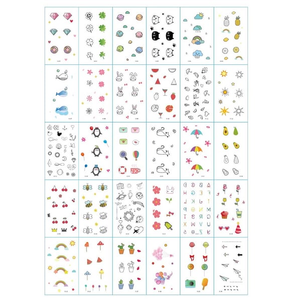 Falske tatoveringer 30-Pack midlertidige gnidningstal