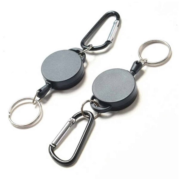 2 -pakke - Key Ring Udvidelig / nøgleholder med streng sort