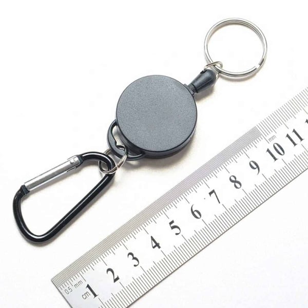 2 -pakke - Key Ring Udvidelig / nøgleholder med streng sort