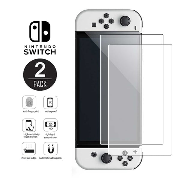 2-pack Nintendo Switch OLED Kompatibla Heltäckande Skärmskydd i Härdat Glas