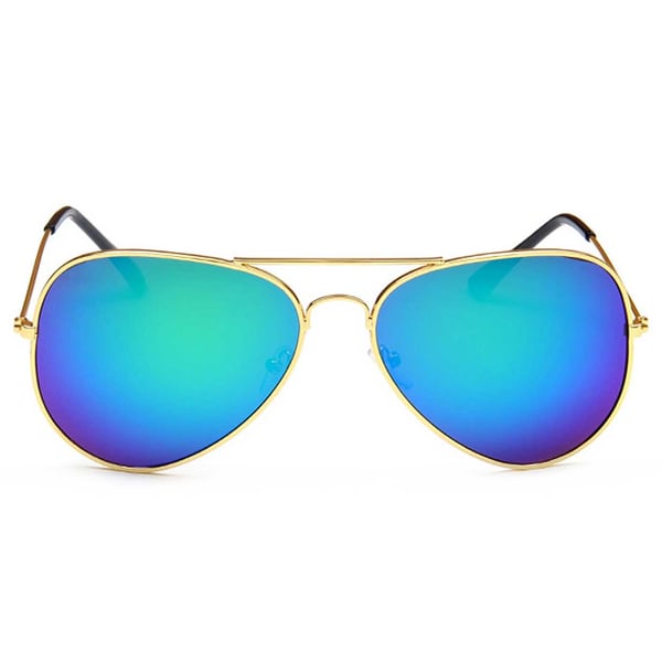 Solbriller pilot gullblått speilglass + senil ledning