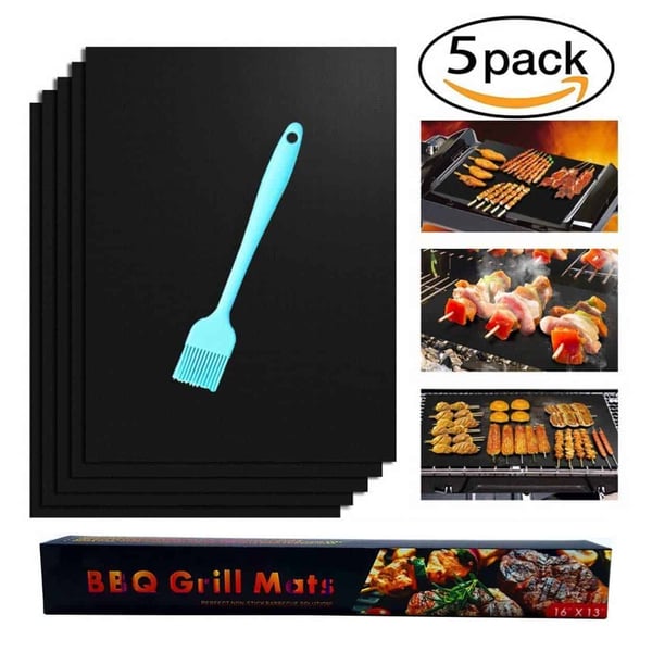 5 -Pack Grill Mat - Uudelleenkäytettävä ei -sauva 40x33cm