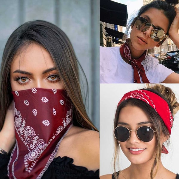 Bandana Scarf Sjal Snusnäsduk Paisleymönster Beige