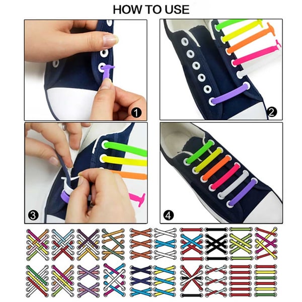 Elastic Laces Silikon - For alle slags sko hvite