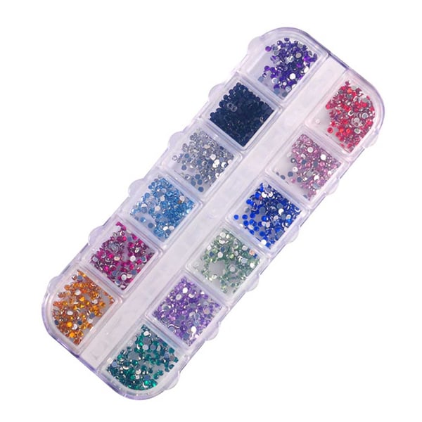 2000 Rhinestone Nageldekorationer – Olika Färger i Ask